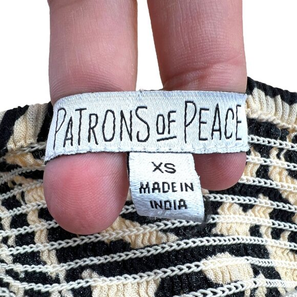 Patrons Of Peace Tropical Leaf Print V-Neck Sundress Ivory Black Size XS - Picture 9 of 12